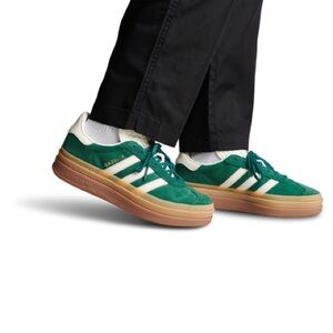 adidas Gazelle Green and White Sneakers